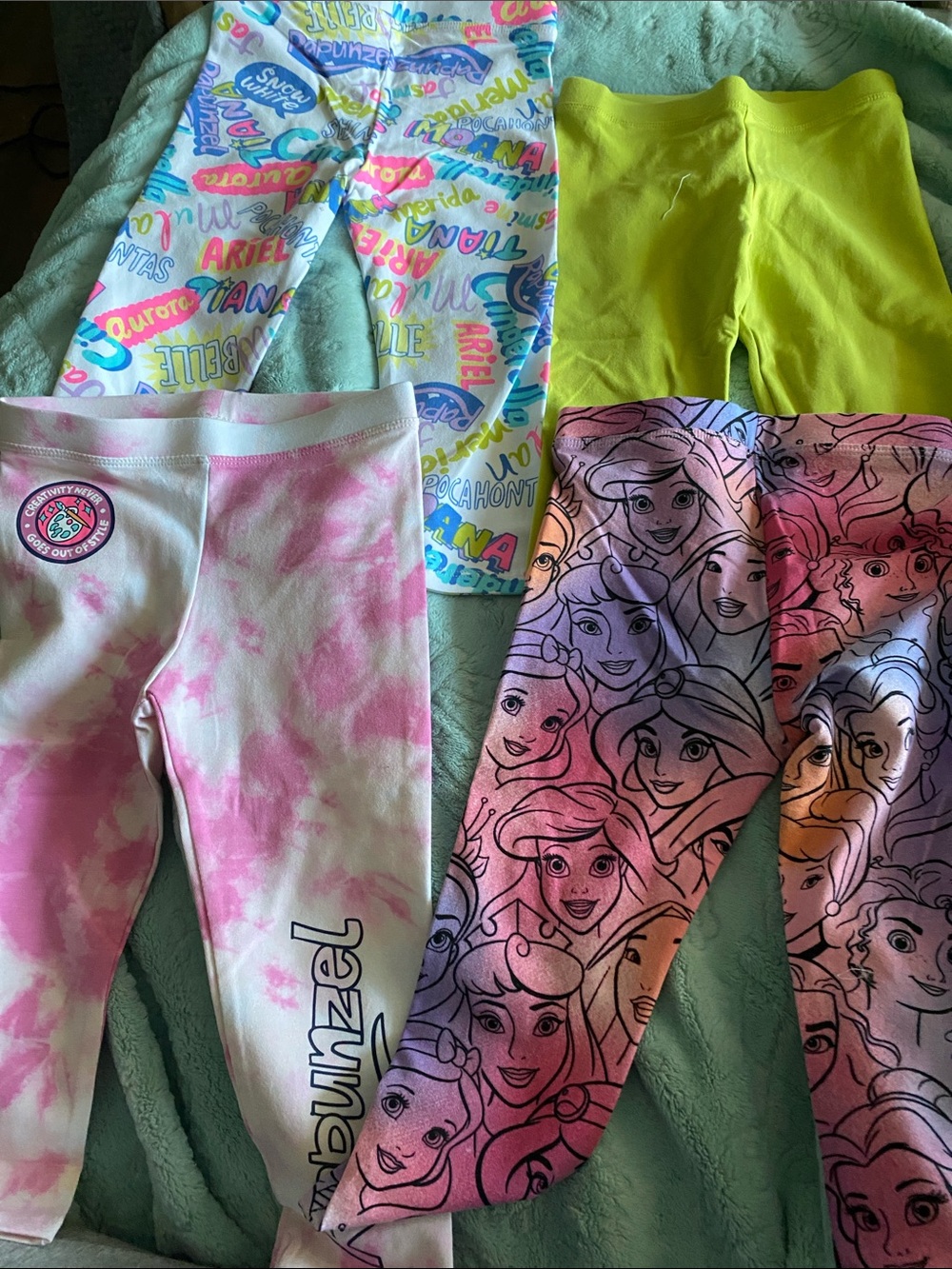 Disney Girls' Pink, Yellow & Multi-Color Princess Capri Leggings Set